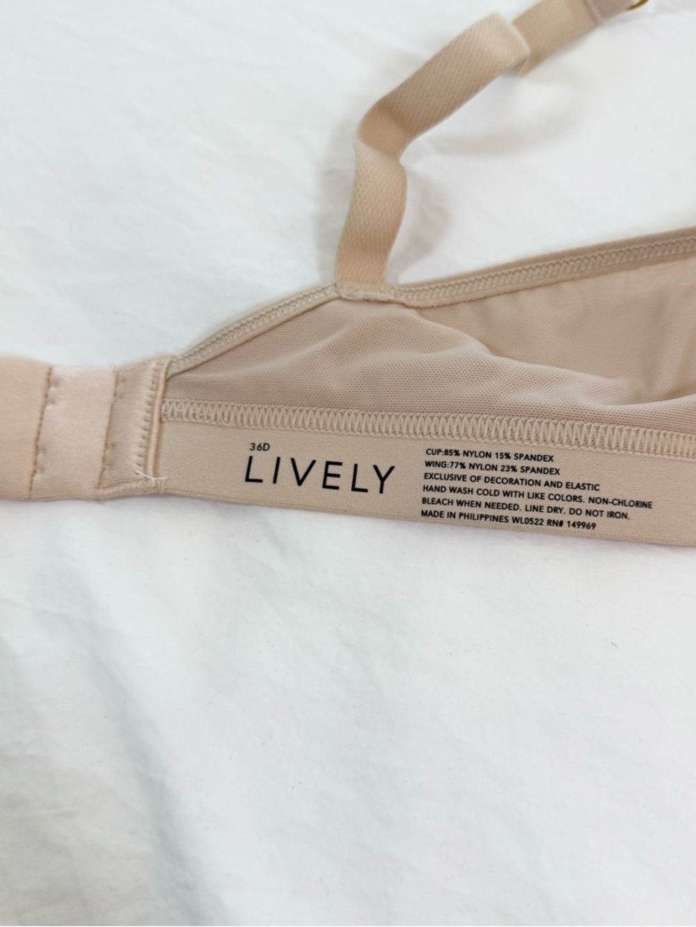 Lively All Day No Wire Push Up Bra 36D Toasted Almond Nude Wireless - Picture 4 of 4